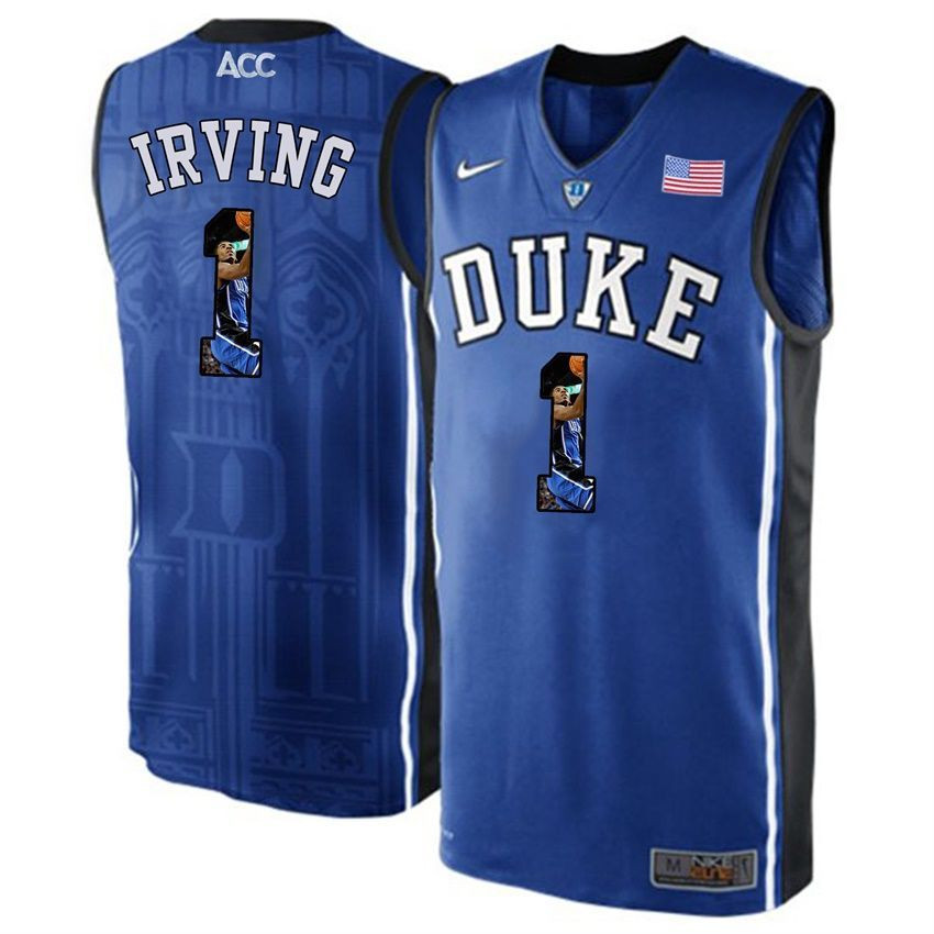 Duke Blue Devils Royal Blue Kyrie Irving NCAA College Basketball Player Portrait Fashion Jersey