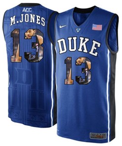 Duke Blue Devils Royal Blue Matt Jones NCAA College Basketball Player Portrait Fashion Jersey