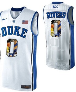 Duke Blue Devils White Austin Rivers NCAA College Basketball Player Portrait Fashion Jersey
