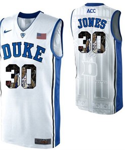Duke Blue Devils White Dahntay Jones NCAA College Basketball Player Portrait Fashion Jersey