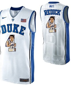 Duke Blue Devils White JJ Redick NCAA College Basketball Player Portrait Fashion Jersey