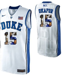 Duke Blue Devils White Jahlil Okafor NCAA College Basketball Player Portrait Fashion Jersey
