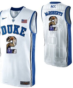 Duke Blue Devils White Josh McRoberts NCAA College Basketball Player Portrait Fashion Jersey