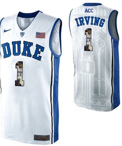Duke Blue Devils White Kyrie Irving NCAA College Basketball Player Portrait Fashion Jersey