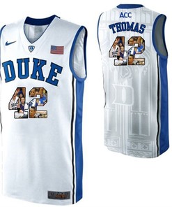 Duke Blue Devils White Lance Thomas NCAA College Basketball Player Portrait Fashion Jersey