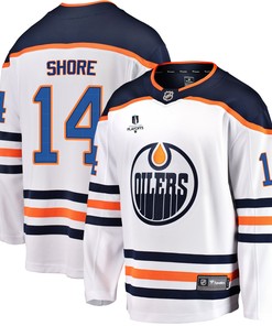 Edmonton Oilers Devin Shore 14 Away 2022 Stanley Cup Playoffs Breakaway Men Jersey - White