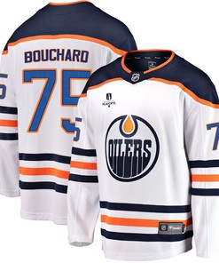 Edmonton Oilers Evan Bouchard 75 Away 2022 Stanley Cup Playoffs Breakaway Men Jersey - White