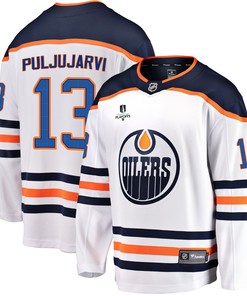 Edmonton Oilers Jesse Puljujarvi 13 Away 2022 Stanley Cup Playoffs Breakaway Men Jersey - White