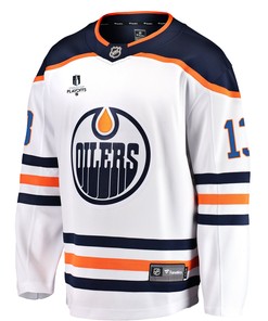 Edmonton Oilers Jesse Puljujarvi 13 Away 2022 Stanley Cup Playoffs Breakaway Men Jersey - White