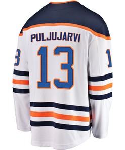 Edmonton Oilers Jesse Puljujarvi 13 Away 2022 Stanley Cup Playoffs Breakaway Men Jersey - White