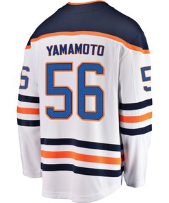 Edmonton Oilers Kailer Yamamoto 56 Away 2022 Stanley Cup Playoffs Breakaway Men Jersey - White