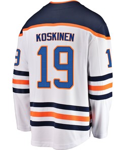 Edmonton Oilers Mikko Koskinen 19 Away 2022 Stanley Cup Playoffs Breakaway Men Jersey - White