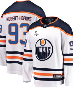 Edmonton Oilers Ryan Nugent-Hopkins 93 Away 2022 Stanley Cup Playoffs Breakaway Men Jersey - White