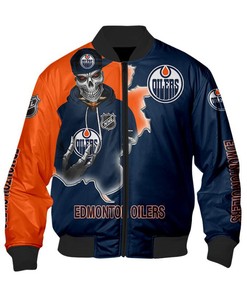 Edmonton Oilers Varsity Jacket Skull