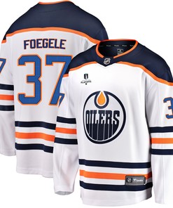 Edmonton Oilers Warren Foegele 37 Away 2022 Stanley Cup Playoffs Breakaway Men Jersey - White