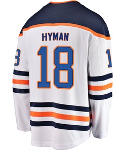 Edmonton Oilers Zach Hyman 18 Away 2022 Stanley Cup Playoffs Breakaway Men Jersey - White