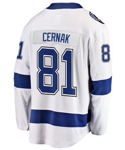 Erik Cernak 81 Tampa Bay Lightning Stanley Cup 2023 Playoffs Patch Away Breakaway Men Jersey - White