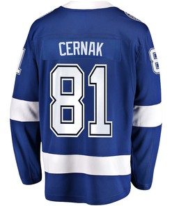 Erik Cernak 81 Tampa Bay Lightning Stanley Cup 2023 Playoffs Patch Home Breakaway Men Jersey - Blue