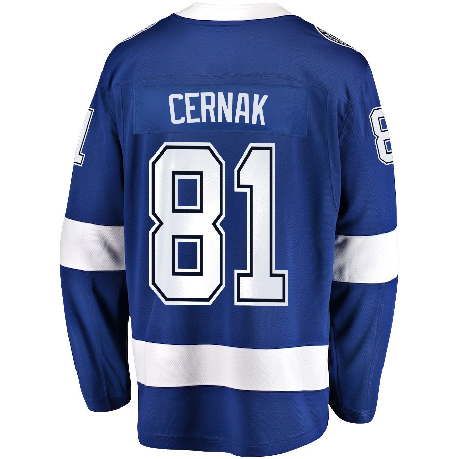 Erik Cernak 81 Tampa Bay Lightning Stanley Cup 2023 Playoffs Patch Home Breakaway Men Jersey - Blue