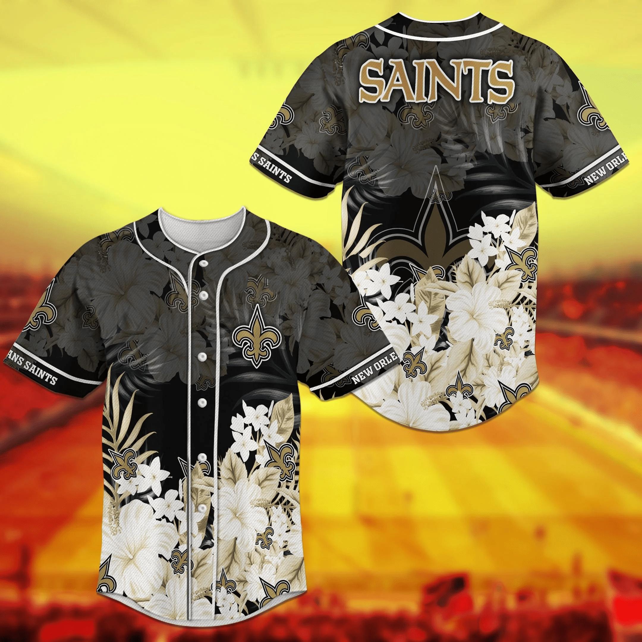 Floral Print New Orleans Saints NFL Baseball Jersey