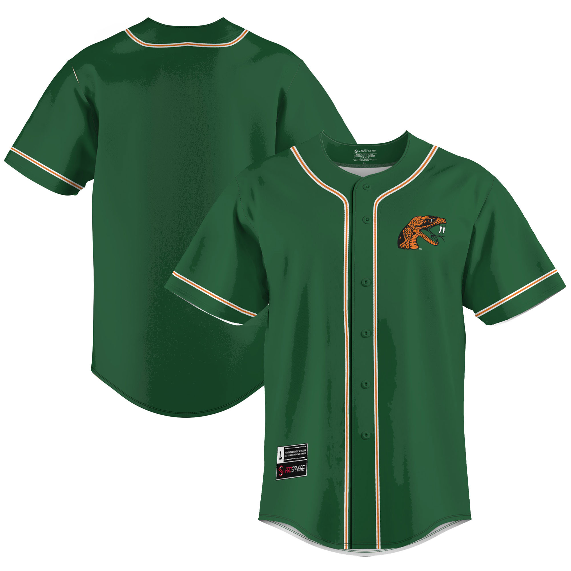 Florida A&m Rattlers Baseball Jersey - Green Ncaa