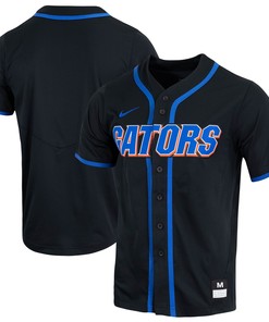 Florida Gators Replica Full Button Baseball Jersey Black Ncaa