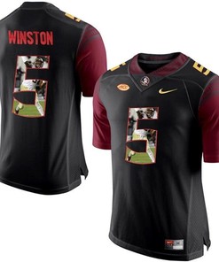 Florida State Seminoles Jameis Winston Black Printing Player Portrait Football Jersey