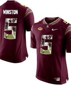 Florida State Seminoles Jameis Winston Red Printing Player Portrait Football Jersey