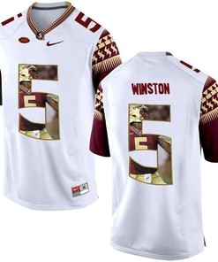 Florida State Seminoles Jameis Winston White Printing Player Portrait Football Jersey