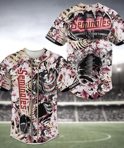 Florida State Seminoles NCAA Baseball Jersey Shirt Skeleton