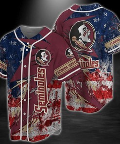 Florida State Seminoles NCAA Baseball Jersey Shirt US Flag