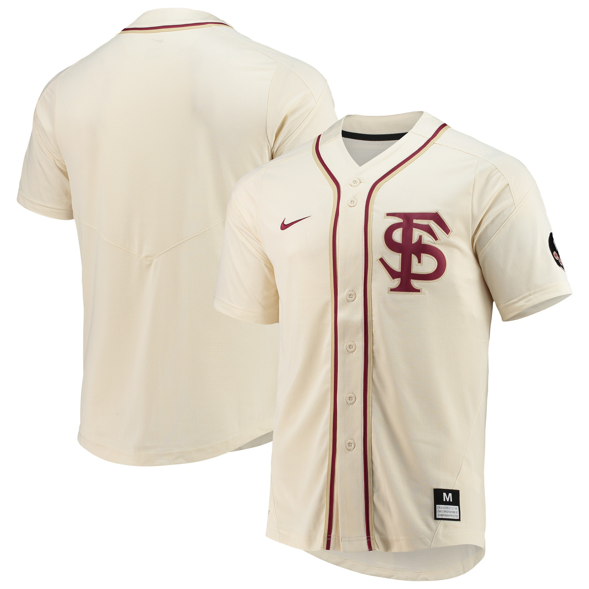 Florida State Seminoles Vapor Untouchable Elite Replica Full-button Baseball Jersey - Natural Ncaa