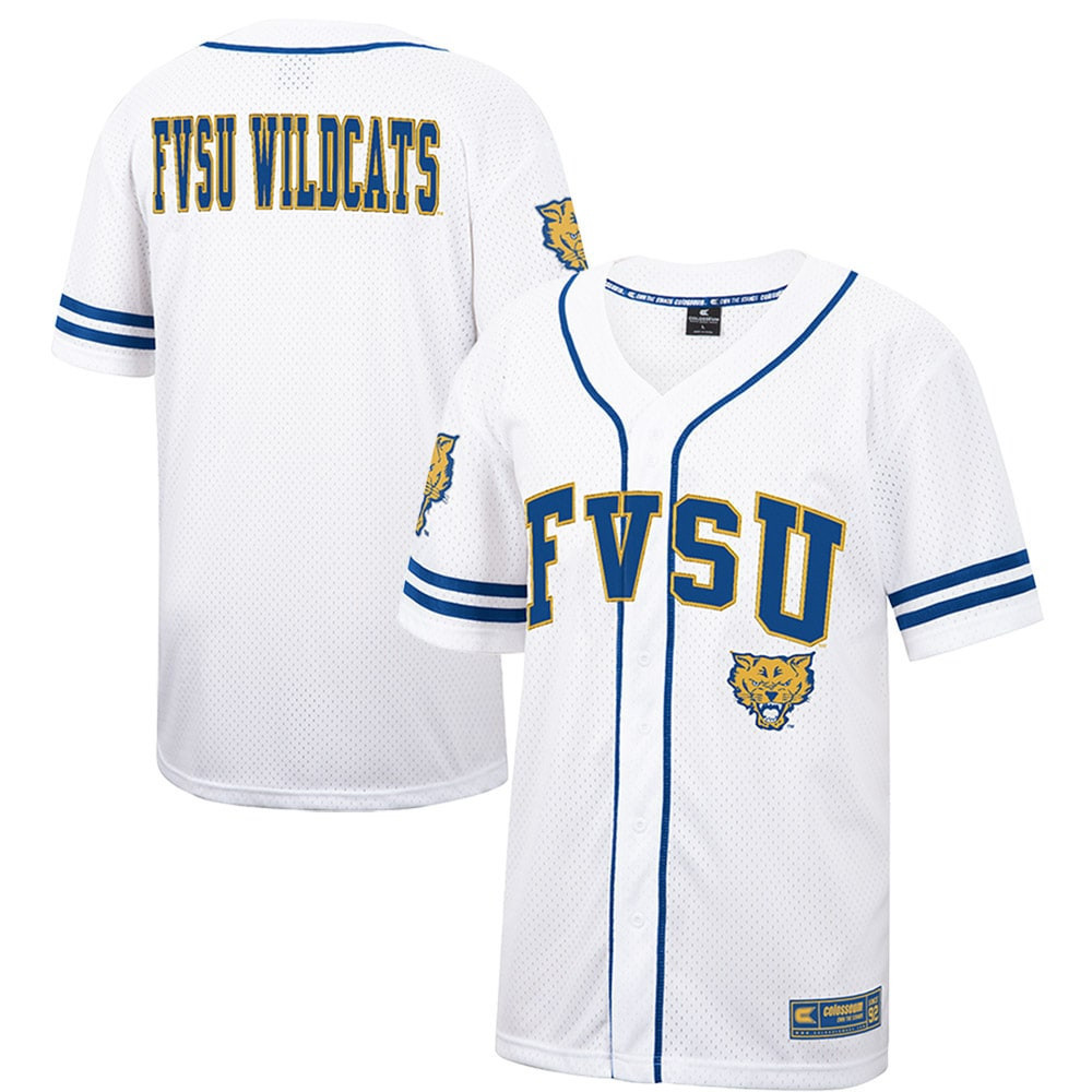 Fort Valley State Wildcats Colosseum Free Spirited Baseball Jersey - White/royal Ncaa