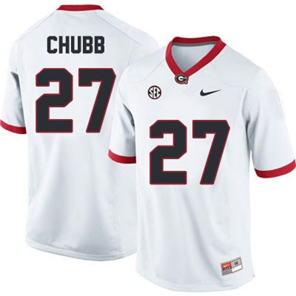 Georgia Bulldogs #27 Nick Chubb White Football Jersey