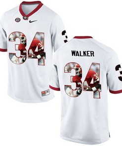 Georgia Bulldogs Herchel Walker White Printing Player Portrait Football Jersey