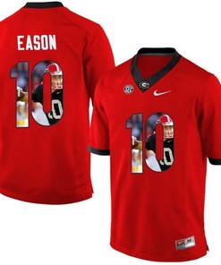 Georgia Bulldogs Jacob Eason Red Printing Player Portrait Football Jersey