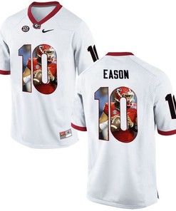 Georgia Bulldogs Jacob Eason White Printing Player Portrait Football Jersey