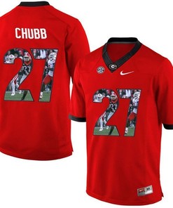 Georgia Bulldogs Nick Chubb Red Printing Player Portrait Football Jersey