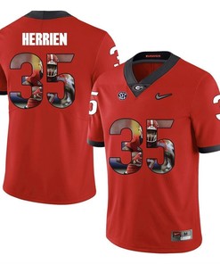 Georgia Bulldogs Red Brian Herrien College Football Portrait Jersey