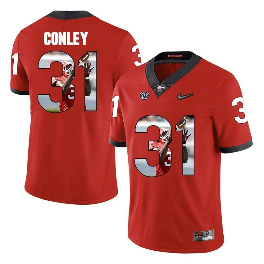 Bulldogs Red Chris Conley College Football Portrait Jersey Bluefink