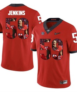 Georgia Bulldogs Red Jordan Jenkins College Football Portrait Jersey