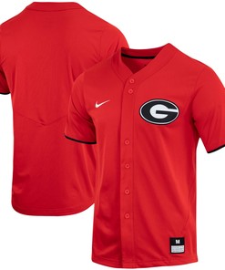 Georgia Bulldogs Replica Full-button Baseball Jersey - Red Ncaa