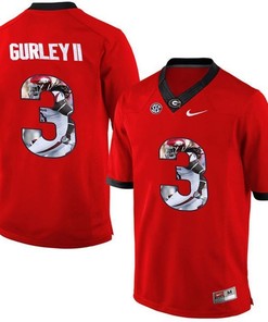 Georgia Bulldogs Todd Gurley II Red Printing Player Portrait Football Jersey