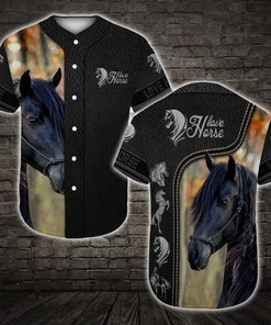 Gift For Father Love Black Horse Personalized 3d Baseball Jersey