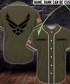 Gift For Father Personalized Name And Rank Us Air Force Olive Baseball Jersey