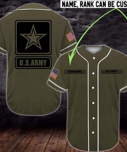 Gift For Father Personalized Name And Rank Us Army Olive Baseball Jersey