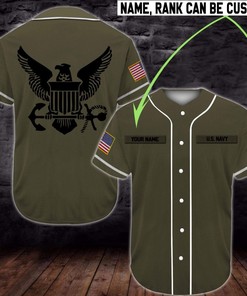Gift For Father Personalized Name And Rank Us Navy Olive Baseball Jersey