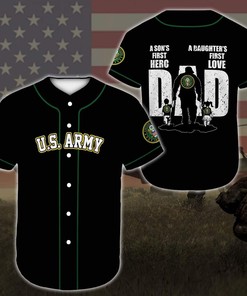 Gift For Father Us Army Dad Personalized 3d Baseball Jersey