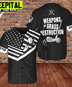 Golf Weapons Of Grass Destruction 3D BaseBall Jersey For Golfer Custom Name