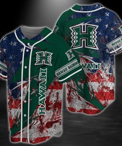 Hawaii Rainbow Warriors NCAA Baseball Jersey Shirt US Flag